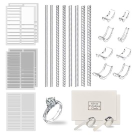 Pack of 25 Invisible Ring Size Adjusters for Loose Rings Size, Spiral Ring Adjuster Suitable for Wide Rings, Ring Reduction Invisible, Spiral Ring Size Gauge with Polishing Cloth Suitable, Resin