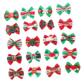Kisangel 20pcs Christmas Dog Bow Santa Claus Snowman Bow Pet Headdress Dog Birthday Dog Collars Christmas Puppy Bow Hair Accessories Dog Large Christmas Dog Grooming Bows Dogs Polyester