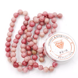 Malahill Natural Stone Beads for Jewelry Making Loose Beads with Stretch Cord for Jewelry Making Bracelets Necklaces 4mm=180pcs Rhodonite 4mm