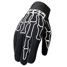 Hot Leathers Skeleton Finger Mechanic Gloves (Black, Small)