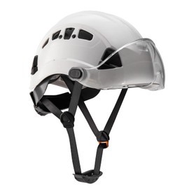 UNINOVA Safety Hard Hat with Visor - ANSI Z89.1 Approved Helmet Adjustable 6-Point Suspension & Breathable Vented,Ideal for Construction Work (A1 White+Clear Visor)