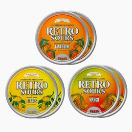Retro Sours Pack of 2 Tins - Citrus, Mango & Tangerine Flavored Hard Tangy Candy - Gluten Free - Sour Altoid Sours Perfect for Sharing Sweet Bonbon - Flavour: Mango