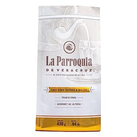 LA PARROQUIA DE VERACRUZ - Bolsa de Café Molido, Tostado y Tradicional, 430 g, Café Puro 100%, Elaborado con Alta Calidad, Café con Aroma Intenso y Agradable, Cuerpo Completo