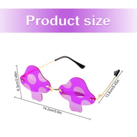 Jagowa Mushroom Shape Rimless Sunglasses Vintage Frameless Irregular Sunglasses Street Shoot Retro Party Glasses for Women Men(Dark Purple)