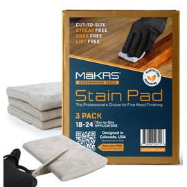 MāKRS Stain Pad, Cut-to-Size Staining Pads, 3-Pack, Lint, Snag, Streak-Free Applicator, Micro Brush Material, Wood Stains and Oil Based Finishes, Easy to Use with Consistent Application