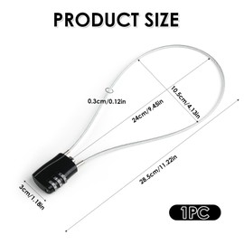 3 Digit Combination Padlock with 20inch (50cm) Steel Cable, Mini Security Resettable Coded Lock, Flexible Cable Rope Number Lock for Luggage Suitcase Gun Case Toolbox Helmet Locker (Black)