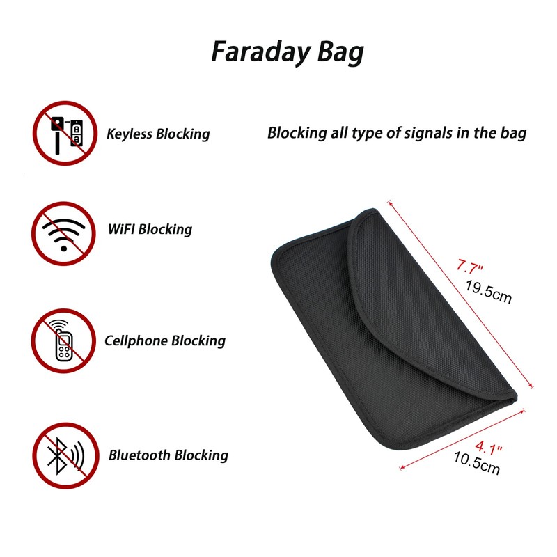Faraday Bag Signal Blocker for GPS, RFID, NFC, 4G, 5G,