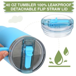 Sursip 40oz Tumbler with Handle & Straw, Insulated Stainless Steel Water Bottle for Travel, Gym, Office, Leakproof Flip Straw Lid, Built-in Straw, Cup Holder Compatible, Reusable & BPA-Free Cold/Hot