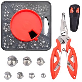181Pcs Split Shot Fishing Weights, 7-Way Dispenser Fishing Tackle Set, Non Toxic Fishing Sinkers Dispenser Weights for Coarse Angling