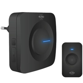 ELRO DB3000 Wireless Doorbell Set, Plug-in Receiver for Socket, Waterproof, 300 m Range, 64 Melodies, Black, Plug with Plug-In Plug