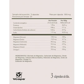 🔋🧠Maklen Magnesio Complex 5 | Glicinato, Carbonato, Citrato, Oxido e Hidroxido + Omega 3 | 60 Capsulas Vegetales V-Caps® de 900 mg | Apoya Energia, Relajacion Muscular y Sueño