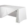 Event Decor White 6ft Fitted 3 sided Rectangular Tablecloth with Flap for Exhibition Trestle Table Party Reception Banquet