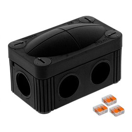 Wiska 10109900 COMBI 206 BK 3xWAGO 221-413 Junction Box, 85x49x51mm, Black, 3 x Wago 221