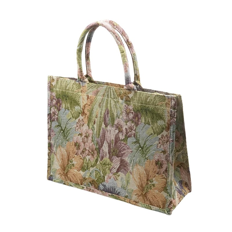 Leanoria Retro Embroidery Jacquard Tote Bag for Women Luxury Large