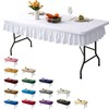 RUOYU 6ft White Stretch Tablecloth for Rectangular Tables - Flared