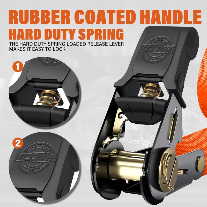Haccoplanet Ratchet Tie Down Straps, 2340lb Break Strength, 4pc 1inch
