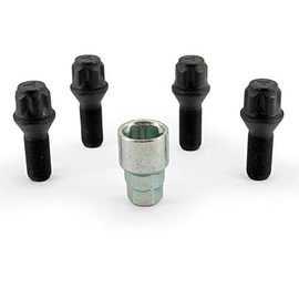 H&R B14252801KEY4 Rim Lock – Set of 4 Cone 60 ° M14 x 1.25 x 28 mm, Black