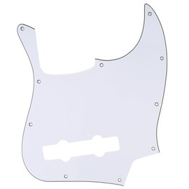 Musiclily Pro 5-String 10-Hole Contemporary J Bass Pickguard for Fender Mexican Jazz Bass, 3Ply White