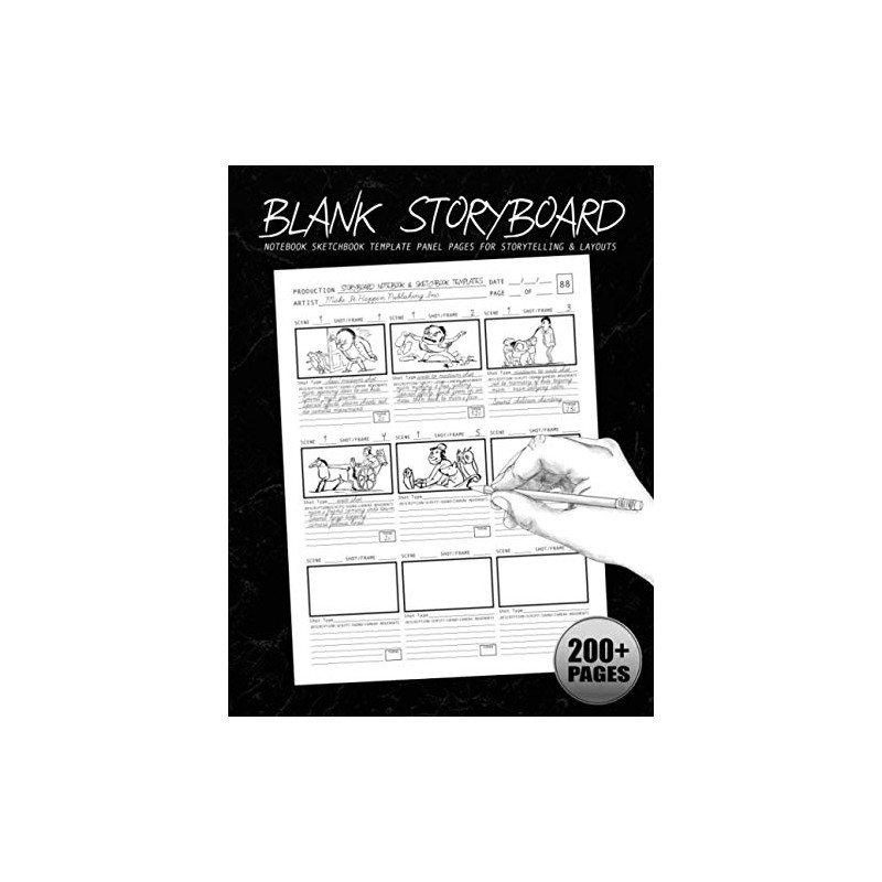 Blank Storyboard: Notebook Sketchbook Template Panel Pages for Storytelling &