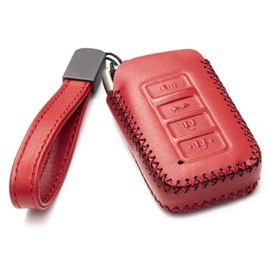 Vitodeco Genuine Leather Smart Key Fob Case Cover Protector Compatible for Lexus UX, NX, RX, GX, LX, is, ES, GS, LS (2014-2021) - 4-Button, Red