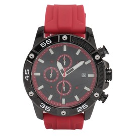 Waterproof Chronograph Watch Fashion Casual Mechanical Silicone Calendar Business Watch for Men Black Red