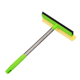 Professional 2 in 1 Window squeegee with Long Stainless Steel Handle,Sponge Car Window Squeegee for Gas Station, Glass,Shower,Outdoor High Window Cleaning