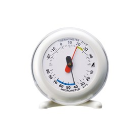Shinwa Sokutei 70499 Thermo/Hygrometer, Q-3, Round Type, Light Gray, 2.6 inches (6.5 cm)