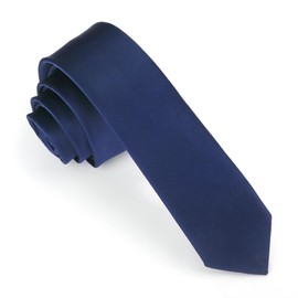 DR. ANISON Navy Blue Skinny Tie Men Women 2" (5CM) Slim Necktie Solid Thin Ties Formal