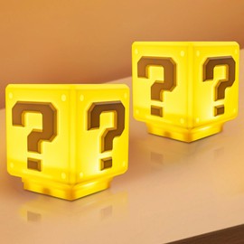 TLAOTNIY Super Bros Mini Question Block Night Light - USB Powered Bedside Lamp with Game Sound Effects (2 Pack)