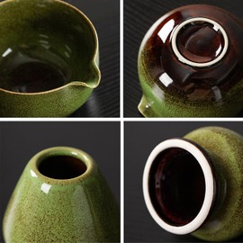 AIYICIII Matcha Whisk Set (7pcs) - Matcha Set with Whisk,Pouring Spout Bowl,Chasen Holder,Powder Sifter,Bamboo Scoop with Stand,Tea Cloth,Perfect Tools Kit for Tea Ceremony (Matcha Green)