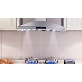 SNDOAS 30in Wall Mount Range Hood 450CFM 3-Speeds Exhaust Fan Kitchen Over Stove Vented