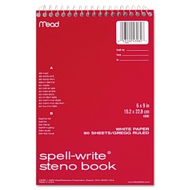 Mead Spell-Write Steno Book, Gregg Rule, 6 x 9 Inches, White, 80 Sheets (MEA43082)