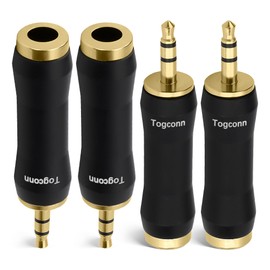 Togconn 1/8 Inch to 1/4 Inch Adapter 4 Pack, 3.5mm TRS Stereo Male to 6.35mm Quarter Inch Female Jack Plug Gold-Plated Pure Copper Audio Converter Connector Premium Quality Series