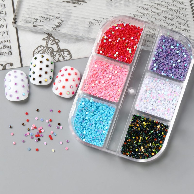 2 Boxes 18 Grids Polka Dots Nail Sequins for Nail