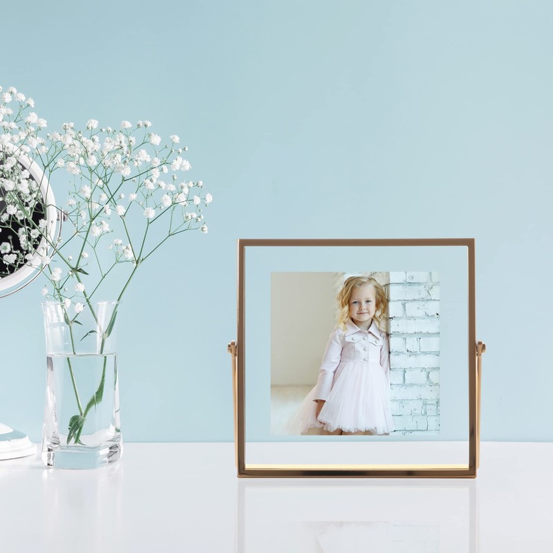 Lawrence Frames Metal Easel Float Picture Frame, 4x4, Gold