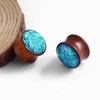 Beydodo Wooden Ear Tunnel 8-25 mm Brown with Opal Earrings