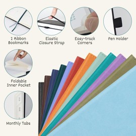 BEZEND 2027 Diary A5 Week to View with Vertical Timeslots Hardback Weekly Planner with Monthly Tabs, Pen Holder & 100 gsm Paper. Appointment Diary for Work Professionals, Vegan Leather, Cornflower