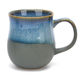 Otevymu 20 Oz Large Ceramic Coffee Mugs, Big Handle Handmade Pottery Tea Cup for Office and Home, Easy to Hold, Microwave and Dishwasher Safe, Hot Cold Drinking, Stylish Texture Glaze (Glacier Blue)
