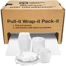 HexcelPack HexcelWrap Mini - Honeycomb Packing Paper, Eco-Friendly, Sustainable Paper Bubble Wrap for Shipping & Moving, Cushioned Packing Material in Easy Self-Dispenser Box - White, 12" x 1400'