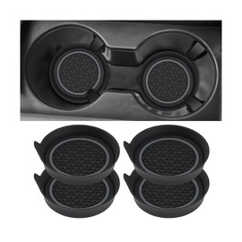 AUCELI Car Cup Holder Coasters, 4PCS Non Slip Waterproof Vehicle Water Bottle Pads, Anti Dust Automotive Interior Drink Mat Decoration Accessories, Universal for SUV Sedan Truck (Black/Gray)