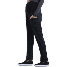 Cherokee Women Scrubs Pant Workwear Revolution Maternity Straight Leg WW155P, XL Petite, Black