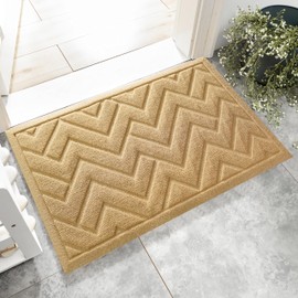 VivaNest Beige Geometry Outdoor Indoor Entrance Doormats, Absorbent Durable Heavy Duty Welcome Front Door Mat,Thick Natural Rubber Back,Easy Clean Entryway Mat 17x30 Inch, Low Profile
