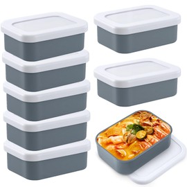 Katieyca 8 PCS 1 Cup Silicone Freezer Molds with Lid, Silicone Soup Freezer Molds Meal Prep Containers Reusable Food Preserving Tray Ice Trays for Soups Sauces Stews (grey)