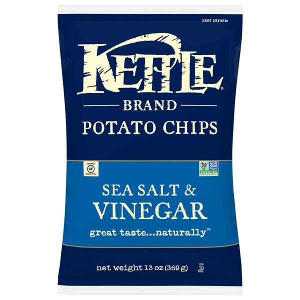 Kettle Brand Potato Chips, Sea Salt and Vinegar, 13 Ounce Party Size (109629)