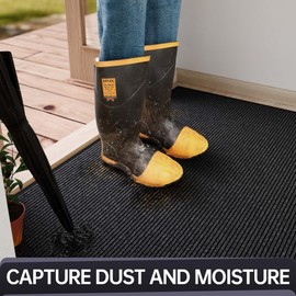 Saluro Front Door Mat, Heavy Duty Indoor Outdoor Entrance Door Mat, 96" x 48" Commercial Door Mats for Entryway, Durable Non-Slip Rubber Backing, Low-Profile Welcome Mats for Entry, Gray