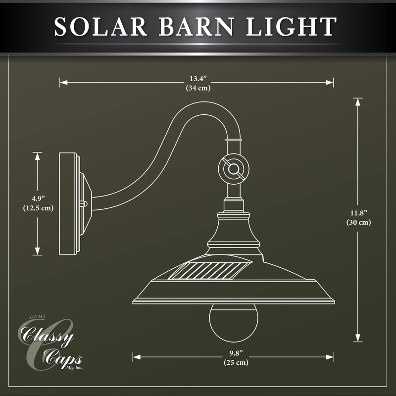 Classy Caps SBL738 Outdoor Dark Bronze Solar Powered Barn Light,