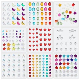 Nadiaen Face Gems,9 Sheets Face Jewels,Face Gems for Festivals Festival Face Gems Stick on Face Gems Face Stickers Festival Suitable for Makeup,Nail Craft Jewelry DIY Decorative Diamond Stickers
