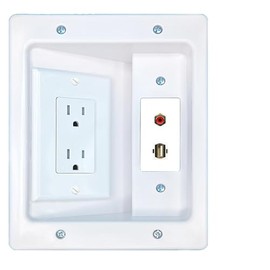 RiteAV RCA-RED USB2 Recessed Wall Plate Cable Concealer Management Kit with Power Outlet Hides Cords and Cables