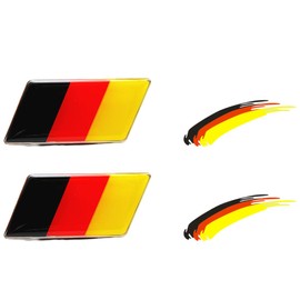 QEDBOJE Pack of 2 Germany Flag Aluminium Badge Grid Emblem Universal Car Sticker Decoration