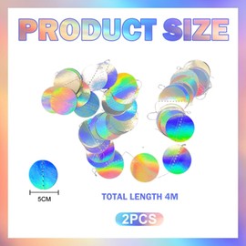 MEMOFYND 2 Pieces Of Fantasy Colored Circle Hanging Ornaments, Party Decorations, Party Scene Layout, Background Wall Decoration, Glitter Hanging Ornaments